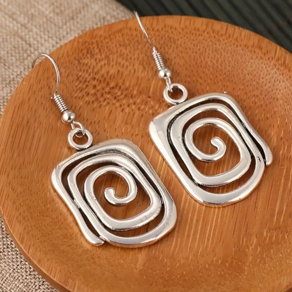Silver Spiral Earrings Dangle